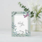 美しいトンボとガーデンの緑ありがとう ポストカード (スタンド正面)