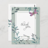 美しいトンボとガーデンの緑ありがとう ポストカード (正面/裏面)