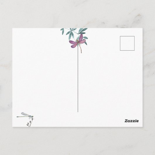 美しいトンボとガーデンの緑ありがとう ポストカード (裏面)