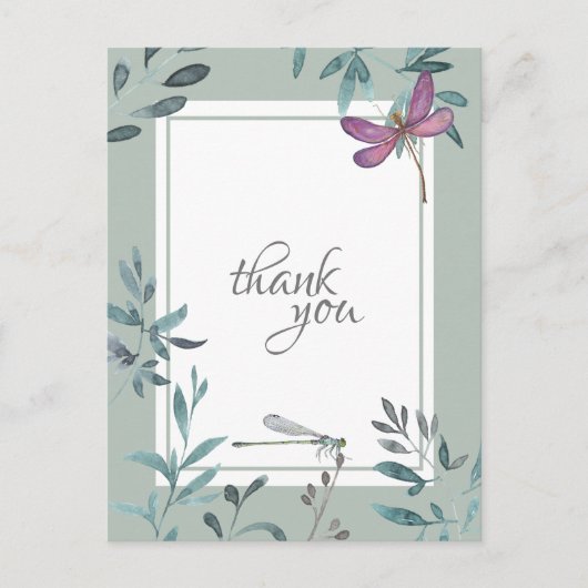 美しいトンボとガーデンの緑ありがとう ポストカード (正面)