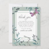 美しいトンボとガーデン結婚グリーンズ サンキューカード (正面)