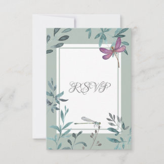 美しいトンボとガーデン結婚グリーンズ 出欠カード