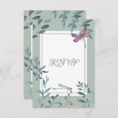 美しいトンボとガーデン結婚グリーンズ 出欠カード (正面/裏面)
