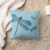 美しいトンボのピンクの花のオリジナルアート クッション (ブランケット)