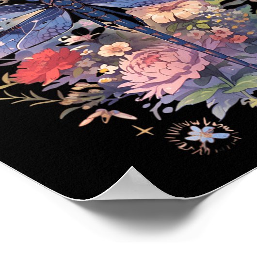 美しいトンボの水の色アート昆虫の恋人 ポスター (角)