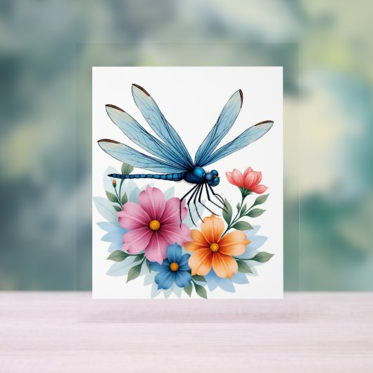 美しいトンボの水の色アート昆虫の恋人Ea アクリルサイン (ニュートラル)