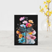 美しいトンボの水の色アート昆虫の恋人Ea カード (黄色い花)