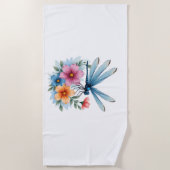 美しいトンボの水の色アート昆虫の恋人Ea ビーチタオル (正面)