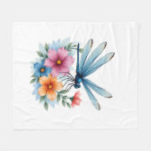 美しいトンボの水の色アート昆虫の恋人Ea フリースブランケット (正面(横))