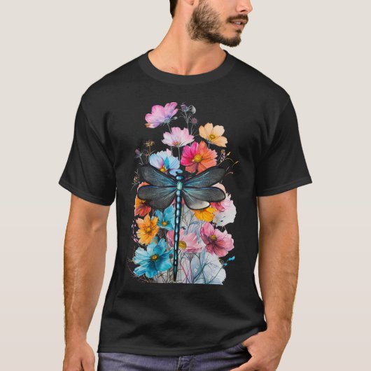 美しいトンボの水の色アート昆虫の恋人Ea Tシャツ (正面)