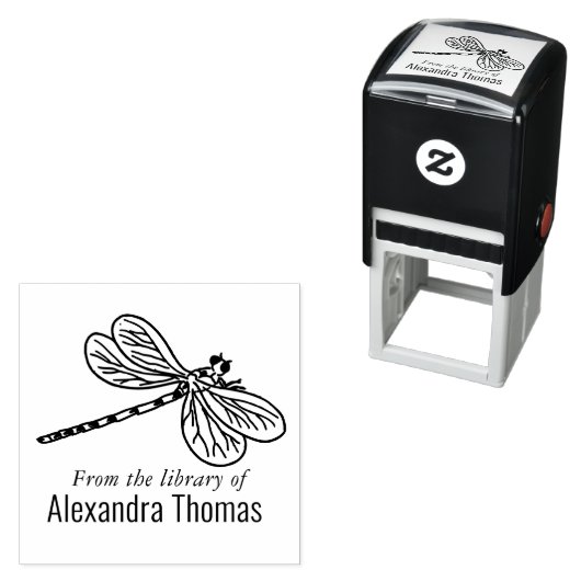美しいトンボ＃3 図書館の本の名前 セルフインキングスタンプ (インサイチュ)