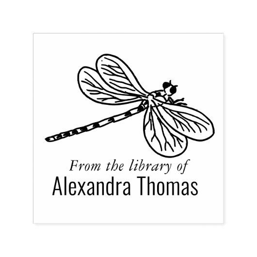美しいトンボ#3 図書館の本の名前 セルフインキングスタンプ (デザイン)