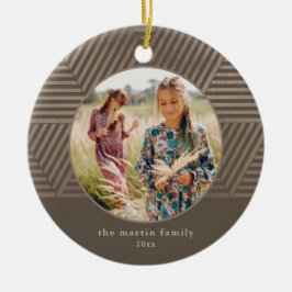 美しいトープ幾何学的パターン写真クリスマス セラミックオーナメント