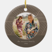 美しいトープ幾何学的パターン写真クリスマス セラミックオーナメント (裏面)