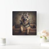 美しいドイツのシェパード スクエア壁時計 (ホーム)