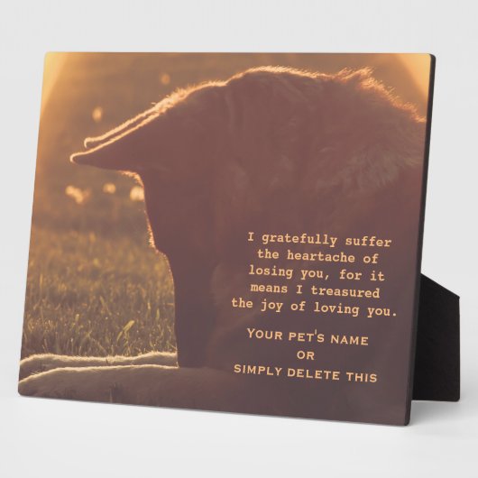 美しいドイツの羊飼いのペット記念碑 フォトプラーク (側面)