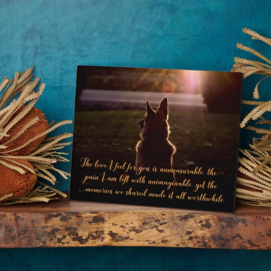 美しいドイツの羊飼いのペット記念碑 フォトプラーク (側面)