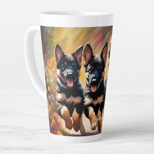 美しいドイツの羊飼いの子犬 カフェラテマグ (左アングル)