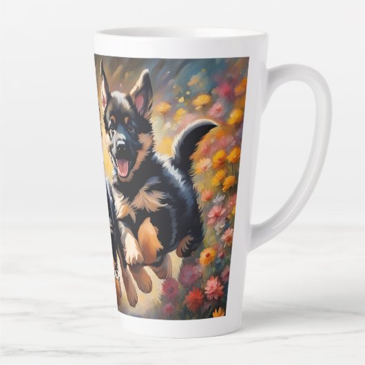 美しいドイツの羊飼いの子犬 カフェラテマグ (右)