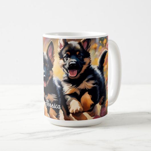 美しいドイツの羊飼いの子犬 コーヒーマグカップ (正面右)