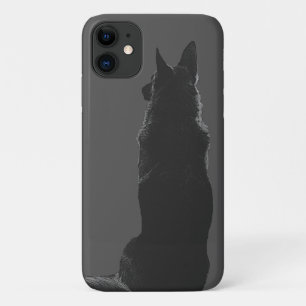 美しいドイツの羊飼いシルエット黒と白 iPhone 11 ケース