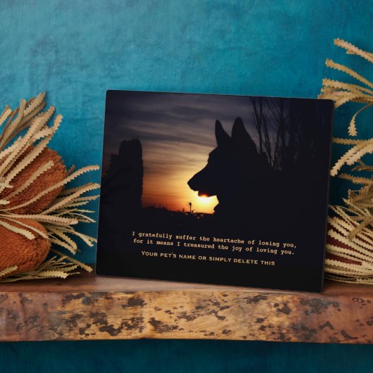 美しいドイツの羊飼いペット記念碑 フォトプラーク (側面)