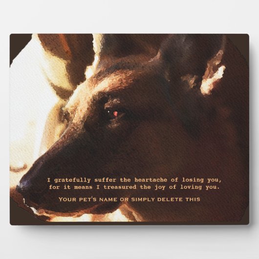 美しいドイツの羊飼いペット記念碑 フォトプラーク (正面)