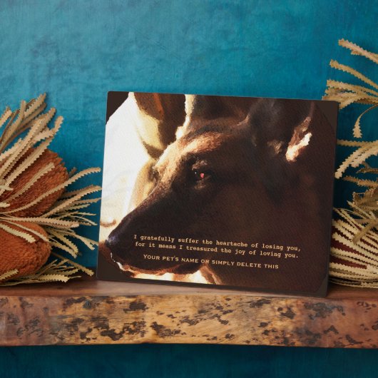 美しいドイツの羊飼いペット記念碑 フォトプラーク (側面)