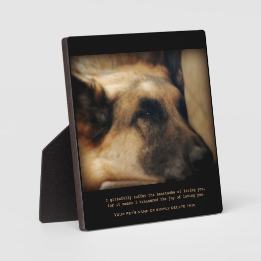 美しいドイツの羊飼いペット記念碑 フォトプラーク (正面)