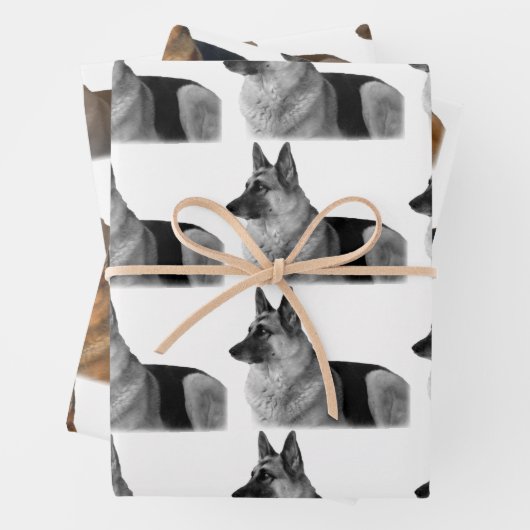 美しいドイツの羊飼いポートレートブラック&タンラ ラッピングペーパーシート (インサイチュ)