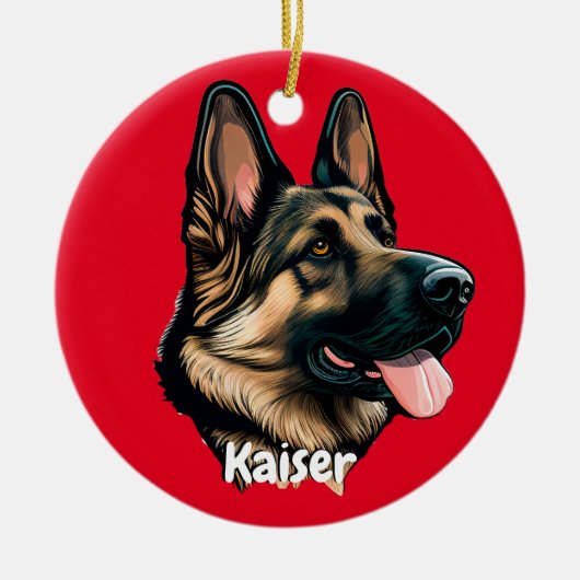 美しいドイツの羊飼い セラミックオーナメント (正面)