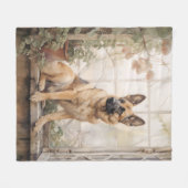 美しいドイツの羊飼い フリースブランケット (正面(横))