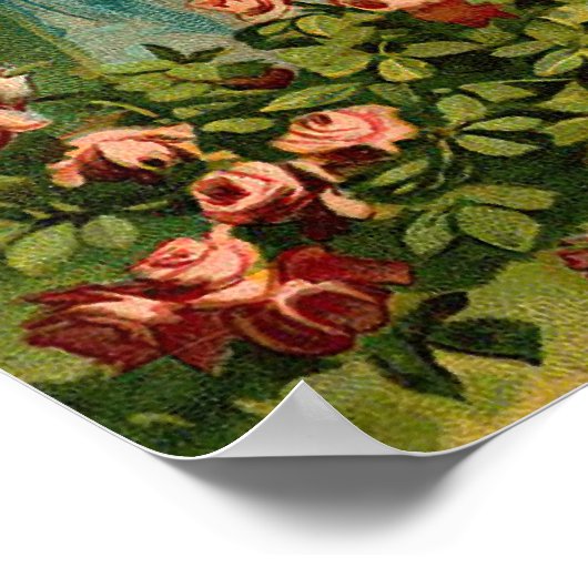 美しいドイツヴィンテージイースターエンジェル ポスター (角)