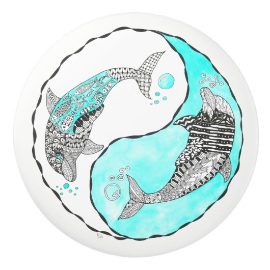 美しいドルフィンドアノブ – セラミック セラミックノブ (正面)