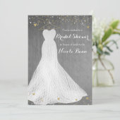 美しいドレスオン金ゴールドハンガーブライダルシャワー 招待状 (スタンド正面)