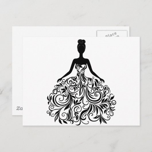 美しいドレスガールウェディングパーティー長 ポストカード (正面/裏面)