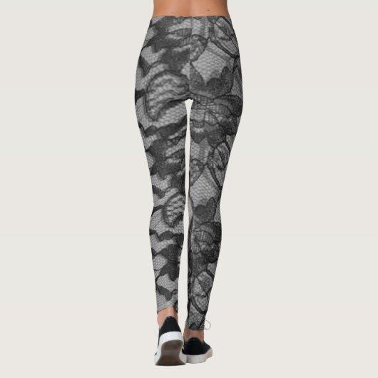 美しいドレスシーブラックレースルックヨガレギンス レギンス (裏面)