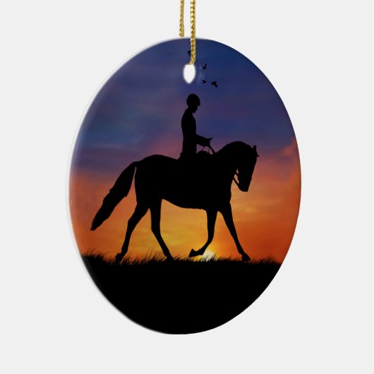 美しいドレスセージの馬とライダー セラミックオーナメント (右)