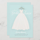 美しいドレスブライダル/ウェディングシャワーライトブルー 招待状 (正面/裏面)