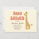 美しいドードル水彩キリンベビーシャワー 招待状 (正面)