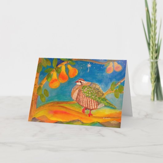 美しいナシ木のユニークでおもしろいなヤマウズラ シーズンカード (正面)