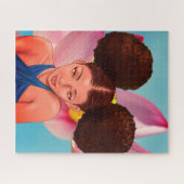 美しいナチュラルアフロープフブラックガール ジグソーパズル (横)