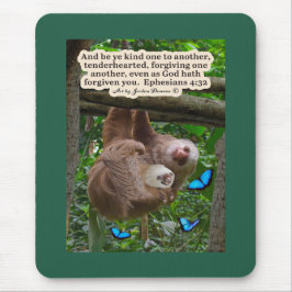 美しいナマケモノ聖なる書物、 経典：エペソ4:32 マウスパッド