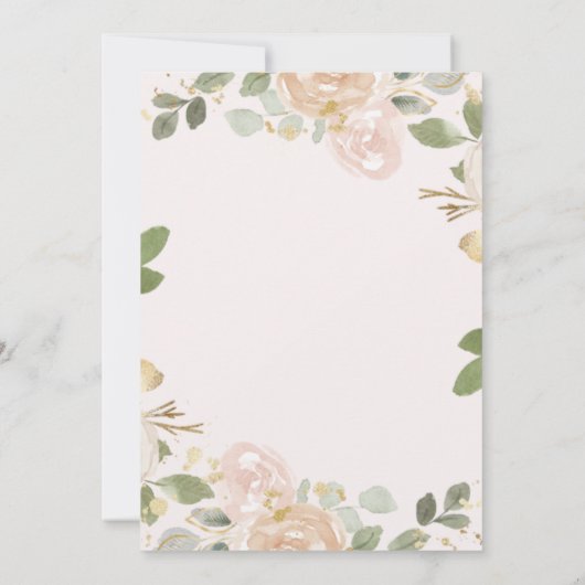 美しいニュートラルフローラとクロス |写真バプテスマ サンキューカード (裏面)