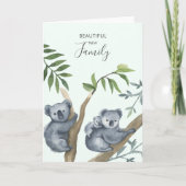 美しいニューファミリー水彩コアラ カード (正面)