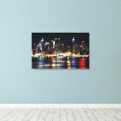 美しいニューヨークのナイトライト川を反射 キャンバスプリント (インサイチュ (ウッドフロア))