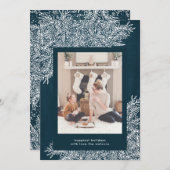美しいネイビークリスマスホリデーフォトカード シーズンカード (正面/裏面)