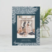美しいネイビークリスマスホリデーフォトカード シーズンカード (スタンド正面)
