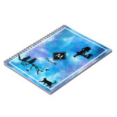 美しいネイビーブルーウォーター色銀河系ガールダイアリー ノートブック (左側)