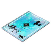 美しいネイビーブルーウォーター色銀河系ガールダイアリー ノートブック (左側)